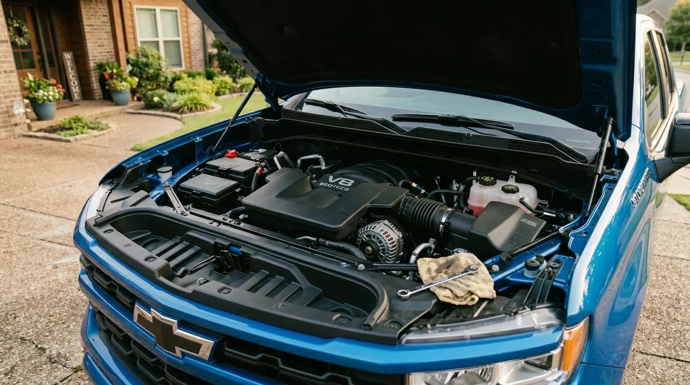 Chevy Silverado 1500 5.3L EcoTec3 L84 V8 engine bay — T1XX 4th generation