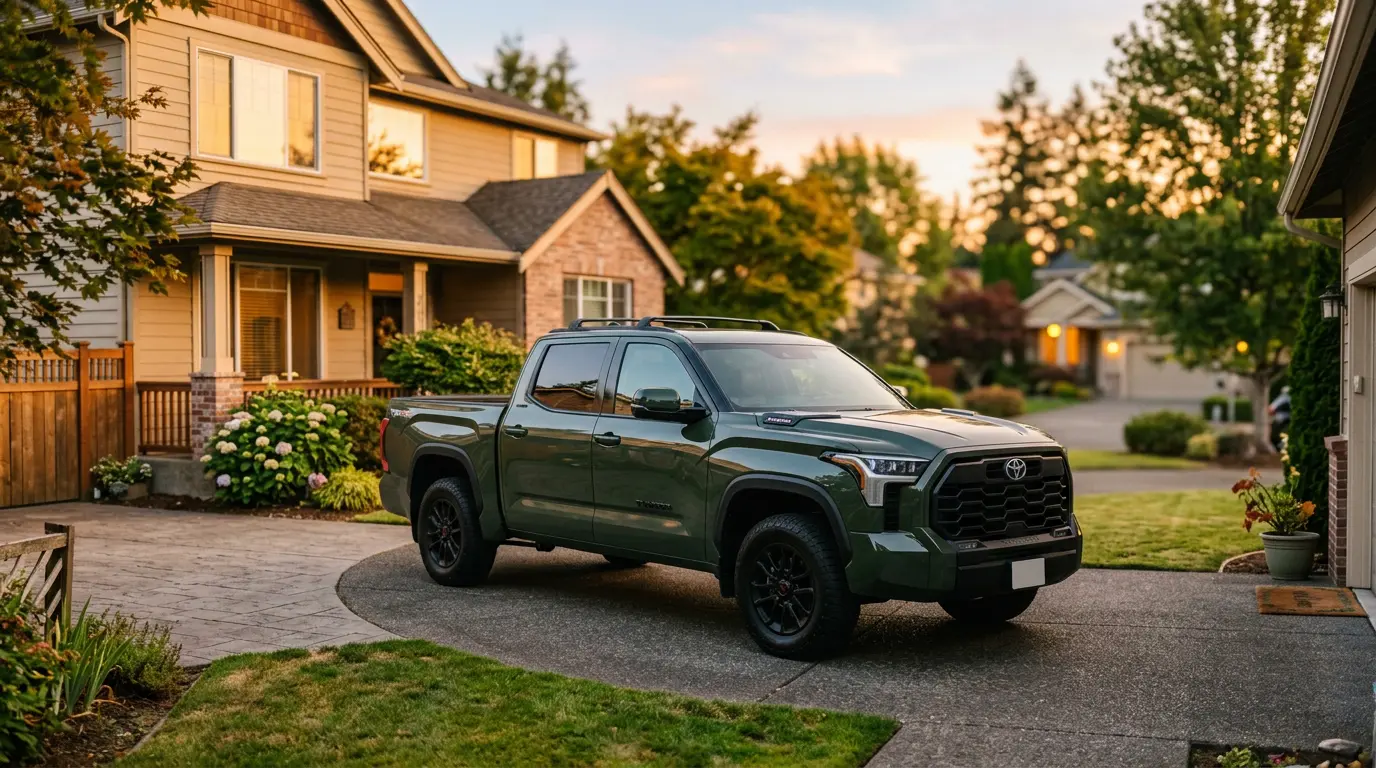2024 Army Green Toyota Tundra TRD Pro 3rd generation front three-quarter view — 3.5L V35A-FTS twin-turbo V6