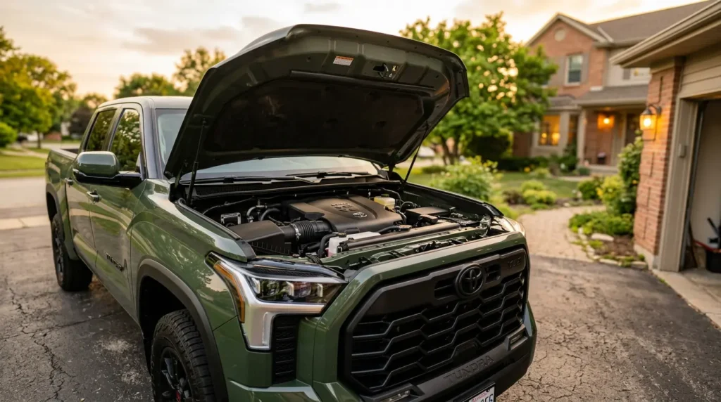 Side-by-side comparison of the Toyota 5.7L 3UR-FE V8 and the 3.5L V35A-FTS twin-turbo V6